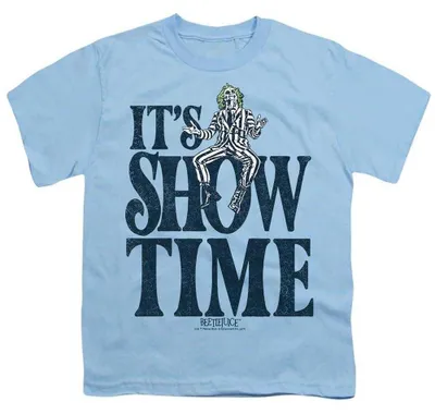 Obrázok produktu pre Tričko s motívom Beetlejuice – "It's Showtime" pre deti, model TV36648 (veľkosť 116), farba: tmavomodrá