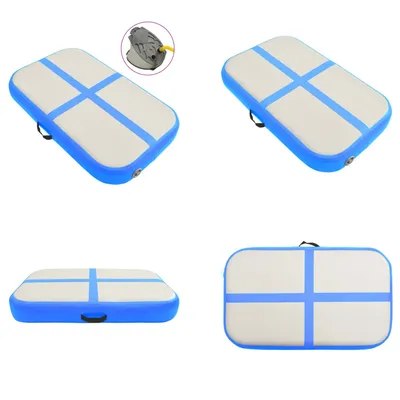 Image de vidaXL Tapis de gymnastique gonflable avec pompe 60x100x15 cm PVC Bleu - Tapis de gymnastique - Tapis de gymnastique - Tapis de yoga de gymnastique - Tapis de yoga de gymnastique
