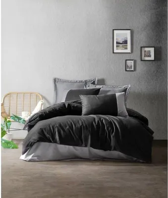 Produktbild von L'Essentiel Linge de Maison, Plain - Black, Grey, Bettwäsche-Set, Schwarz, 100 % BAUMWOLLE RANFORCE, 240 x 220 cm