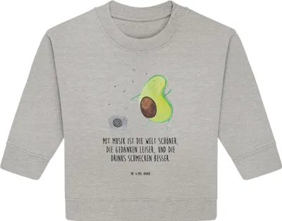 Produktbild von Mr. & Mrs. Panda Organic Baby Pullover Avocado Tanzen 6. - 12. Monat - Heather Grey - Geschenk, Feier, Singen, Bullover, Urlaub, Musik
