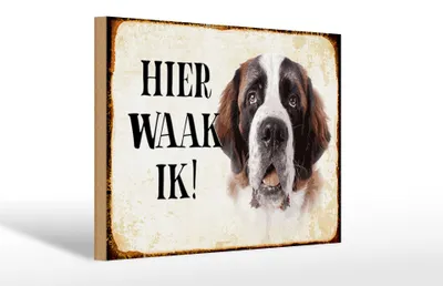 Produktbild von Holzschild Spruch 30x20cm holländisch Hier Waak ik Bernhardiner