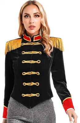 Produktbild von Damen Kurzjacke Samt Blazer Gr. L Jäckchen Showman Ringmaster Kostüm Zirkus Cosplay Outerwear Party Karneval Halloween Fasching