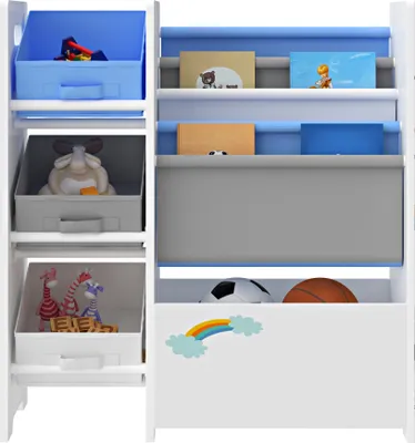 Produktbild von Kinderregal ‘Vimianzo’ mit 5 Fächern und 3 Faltboxen Koala-Motiv 60 x 65 x 30 cm