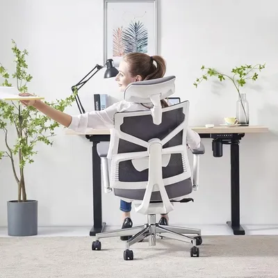 Image de Chaise de bureau ergonomique - Chaise de bureau, chaise de travail, chaise pour ordinateur - Couleur blanche