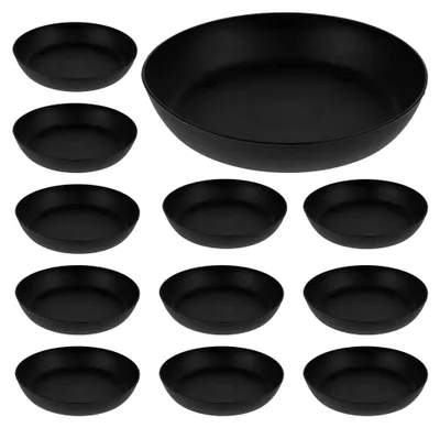 Produktbild von 30 Stück runde Untersetzer für Blumentöpfe aus Kunststoff, 11 cm, schwarz