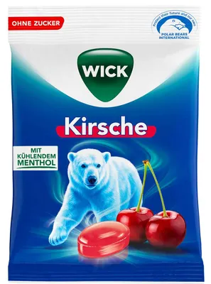 Produktbild von Open Food Hustenbonbons - Kirsche mit Eukalyptus ohne Zucker - Wick - 72 g, Palmöl, 72 g, D, e163, e330, e950, e953, e955, Farbstoff: Anthocyane, Säuerungsmittel: Citronensäure, Menthol, 01%), Sucralose), Acesulfam K,..., 967 kJ