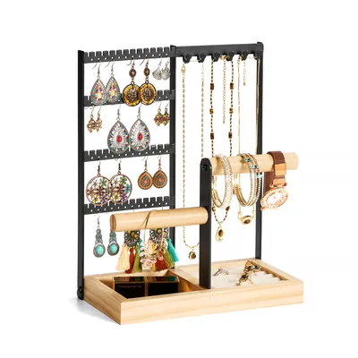 Produktbild von YONO Schmuckständer – Schmuckhalter für Ohrringe, Ketten & Armbänder – Schmuck Organizer zur Aufbewahrung – Schwarz