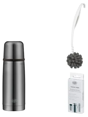 Produktbild von alfi ISOTHERM PERFECT AV Trinkflasche cool grey mat – Vorteilsset mit Reinigungsbürste CLEAN FIX 30 cm + CLEAN TABS (20 Stück) | HAN 5737234035 | EAN 4002458490873