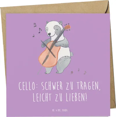 Produktbild von Mr. & Mrs. Panda faltkarte Cello Liebe - Lavendeltraum - Geschenk, anlasskarte, Musikinstrument, Instrument, Musik, doppelkarte, Grußkarte, Streichinstrument, Lernen
