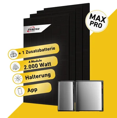 Produktbild von 2000 Watt, Bifazial Komplettset mit EcoFlow STREAM Ultra X, mit 1 Zusatzbatterie EcoFlow STREAM AC Pro