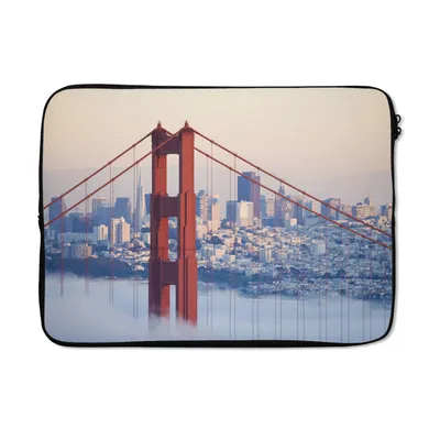 Produktbild von MuchoWow® Laptop Hülle 13 Zoll Nebel um die Golden Gate Bridge und San Francisco Laptoptasche - Laptophülle - Sleeve - Rundumschutz