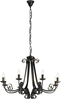 Imagen del producto de Lámpara colgante Scaleria (estilo retro, vintage, antiguo) en color marrón, fabricada en metal (8 bombillas E14) - Lámpara colgante, lámpara de techo, lámpara para el salón