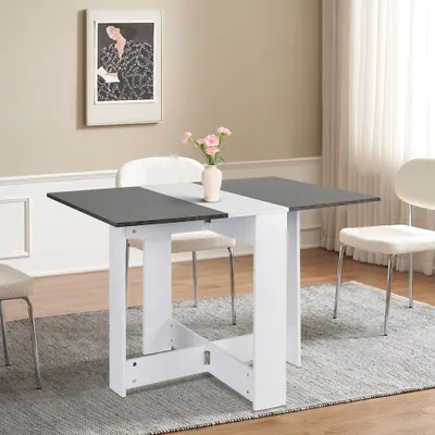 A dining table with chairs in a room.
