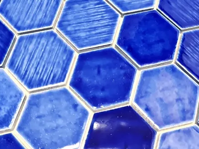 Produktbild von Mosaikfliese Keramik Mosaik Hexagonal blau glänzend Küche Wand Bad MOS11K-SAN7_m