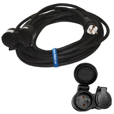 Image de Rallonge en caoutchouc H05RR-F 3G2,5 mm avec répartiteur 2 prises 15m