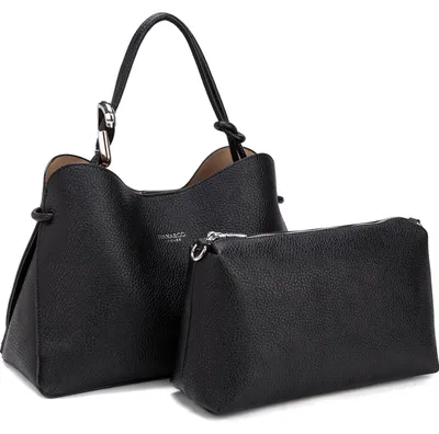 Produktbild von Damenhandtasche aus veganem Leder mit abnehmbarer Schulterriemen und integriertem Clutch-Beutel