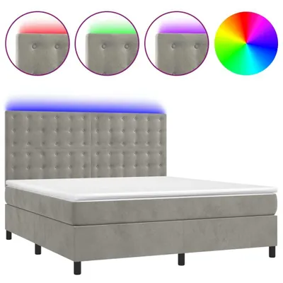 Produktbild von vidaXL Boxspringbett mit Matratze & LED Hellgrau 160x200 cm Samt