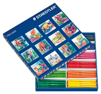 Zdjęcie produktu dla STAEDTLER 325 C144 Długopisy z fibrową końcówką Noris, pudełko szkolne 144 szt