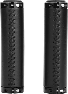Produktbild von Bayli Fahrrad Lenkergriffe aus Kunstleder | Leder Optik | ergonomische Schraubgriffe | Retro Look Fahrradgriff für Lenker | Griffe Soft-Grip für MTB, Citybike, Rennrad  | Farbe Schwarz | G220