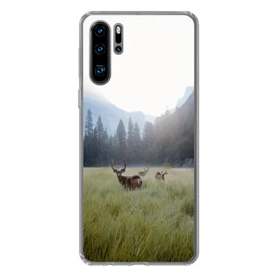 Produktbild von MuchoWow® Handyhülle Schutzhülle Hülle für Huawei P30 Pro Wald - Hirsche - Nebel Silikon Softcase Handy Hülle - Schutzdeckel