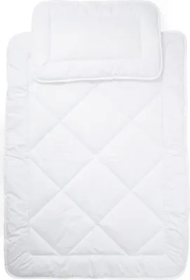 Produktbild von Kinderbettdecke Babybettdecke | Steppdecke mit Kissen Set für Kinder und Baby | Kinderdecke, Babybett Decke mit Kissen | Bettzeug: Baumwolle Weiß | Große: 90x120 + 40x60 cm