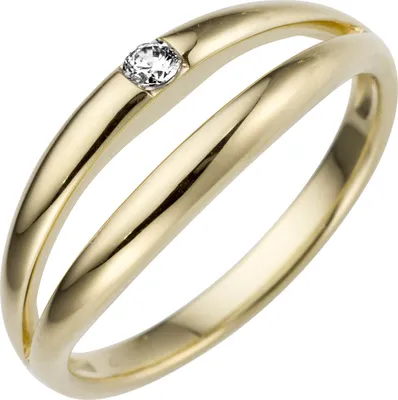 Produktbild von Ring aus 585 Gold Gelbgold mit Diamant Brillant 0,07ct. Fingerring Damen Innenumfang 54mm  Ø17.2mm