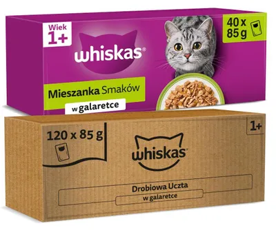 Produktbild von Whiskas Adult 160x85g Nassfutter für ausgewachsene Katzen Geschmack in Gelee