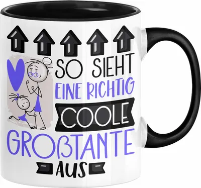 Produktbild von Großtante Geschenk Tasse Geschenkidee für Großtante Geburtstag Weihnachten Spruch So Sieht Eine Richtig Coole Großtante Aus Kaffee-Becher  (Schwarz)