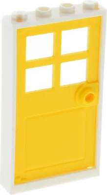 Produktbild von 1x Lego Tür Rahmen 1x4x6 weiß Türblatt gelb Oberlicht Haus Fenster 60623 60596