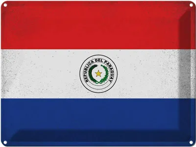 Produktbild von vianmo Blechschild 30x40 cm Paraguay Flagge Fahne Wappen