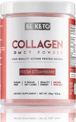 Zdjęcie produktu dla BeKeto Keto Kolagen z olejem MCT o smaku truskawkowym 300g