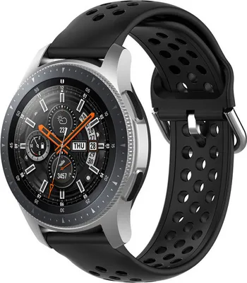Produktbild von Strap-it Samsung Galaxy Watch 46mm Silikonarmband mit Löchern (Schwarz)