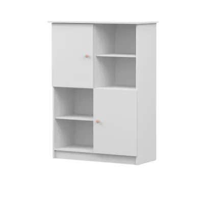 Produktbild von Regal Kinderregal Bücherregal 95 cm Weiß/Weiß mit rosa Griffe Olaf 05