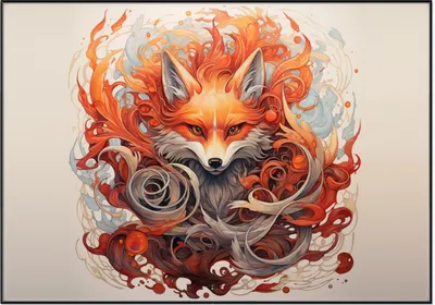 Produktbild von Wallario Wandbild Flammenfuchs, Größe: 70,30 x 100,30 cm, Poster mit schwarzem Aluminiumrahmen