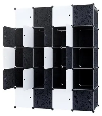 Produktbild von LARS360 20 Würfeln Garderobe Regalsystem Kleiderschrank mit 2 Kleiderstange Kombischrank Steckregal Schlafzimmerschrank