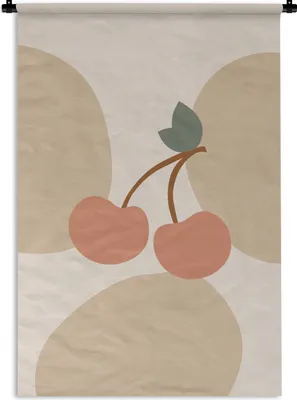 Produktbild von MuchoWow® Wandteppich Wandbehang Obst - Pastell - Kirschen 90x135 cm Tapisserie Dekoration Wandtuch - Baumwolle - Wandskulptur