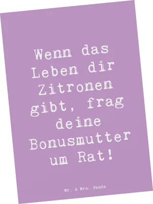 Produktbild von Mr. & Mrs. Panda Postkarte Spruch Rat bei Bonusmutter - Lavendeltraum - Geschenk, Stiefmutter, Liebe, Unterstützung, Ansichtskarten, Elternteil, Postkarten, Familienleben