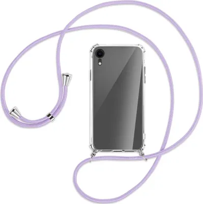 Produktbild von Handykette Backcover-Schutzhülle mit Band (Metall silberfarben) für Apple iPhone XR - violett