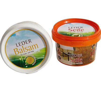 Produktbild von Premium Lederpflege- Set Lederbalsam Lederseife mit Bienenwachs