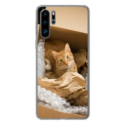 Produktbild von MuchoWow® Handyhülle Schutzhülle Hülle für Huawei P30 Pro Katze - Box - Rot Silikon Softcase Handy Hülle - Schutzdeckel