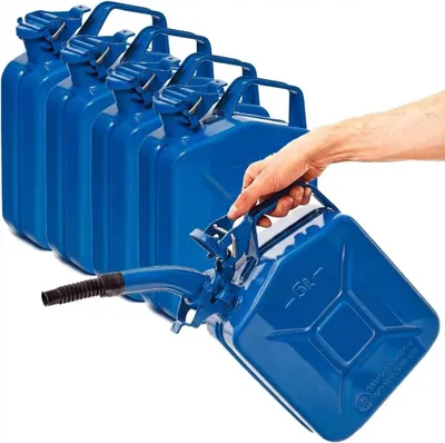 Produktbild von BW® Kraftstoffkanister Metall Benzinkanister 5x 5 Liter mit Ausgießer - Blau RAL 5005 - UN-Zulassung - Hergestellt in Europa