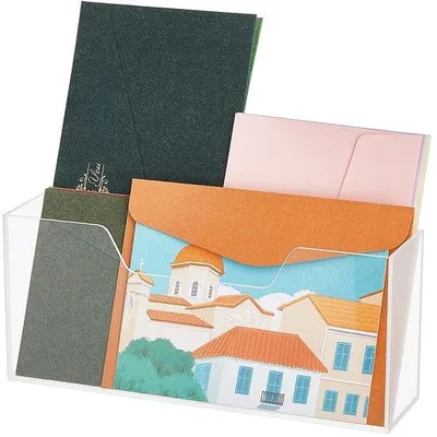 Immagine prodotto di Portaoggetti in acrilico per documenti, con organizer e design trasparente dimensioni 22,9 x 5,8 x 9,9 cm