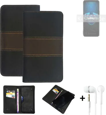 Produktbild von K-S-Trade Handyhülle + Kopfhörer kompatibel mit Asus ROG Phone 5 Schutzhülle Walletcase Bookstyle Tasche Schutz Case Hülle Wallet Cover Kunstleder