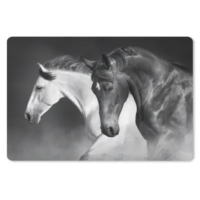 Produktbild von MuchoWow® Mauspad Mousepad Pferde - Tiere - Schwarz - Weiß - Porträt 27x18 cm - Mousepads - Maus Mat - Pad - Mausunterlage - Büroartikel - Desk Matten