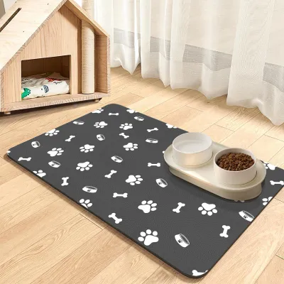Productafbeelding van Super Absorberende Voermat voor Honden en Katten - Donkergrijs 30x50cm
