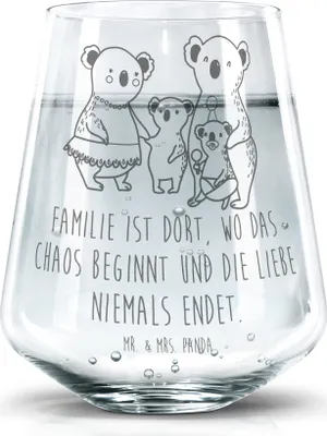 Produktbild von Mr. & Mrs. Panda Wasserglas Koala Familie - Transparent - Geschenk, Glas, Mama, Papa, Koalas, Family, Kinder, Tumbler, Becherglas, Dekoglas, Muttertag, Trinkglas