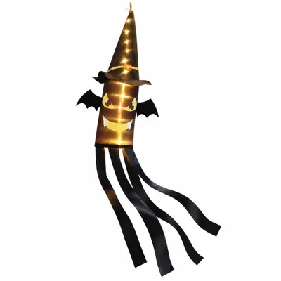 Imagen del producto de 1 x Decoración de Halloween: luces colgantes con forma de fantasma, decoración LED de Halloween, lámpara colgante con forma de fantasma y murciélago, funciona con pilas, ideal para fiestas, bares, terrazas, jardines, patios, casas encantadas y decoración de exteriores