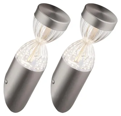 Produktbild von 2er Set LED Außenwandlampe, silber, Fackel Design, H 26,5 cm