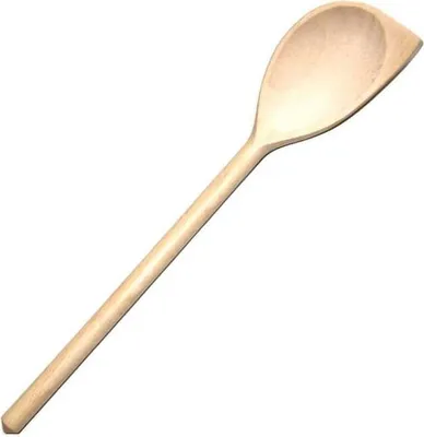 Produktbild von Holzlöffel mit Horn Groß 30 cm | Küchenspatel Naturholz | Küchenutensilien aus Holz | Ökologischer Kochlöffel
