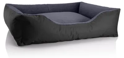 Image de Lit pour chien BedDog TEDDY, canapé pour chien lavable avec rebord et coussin, THE-ROCK (noir/gris), (XL) env. 100 x 85 x 23 cm